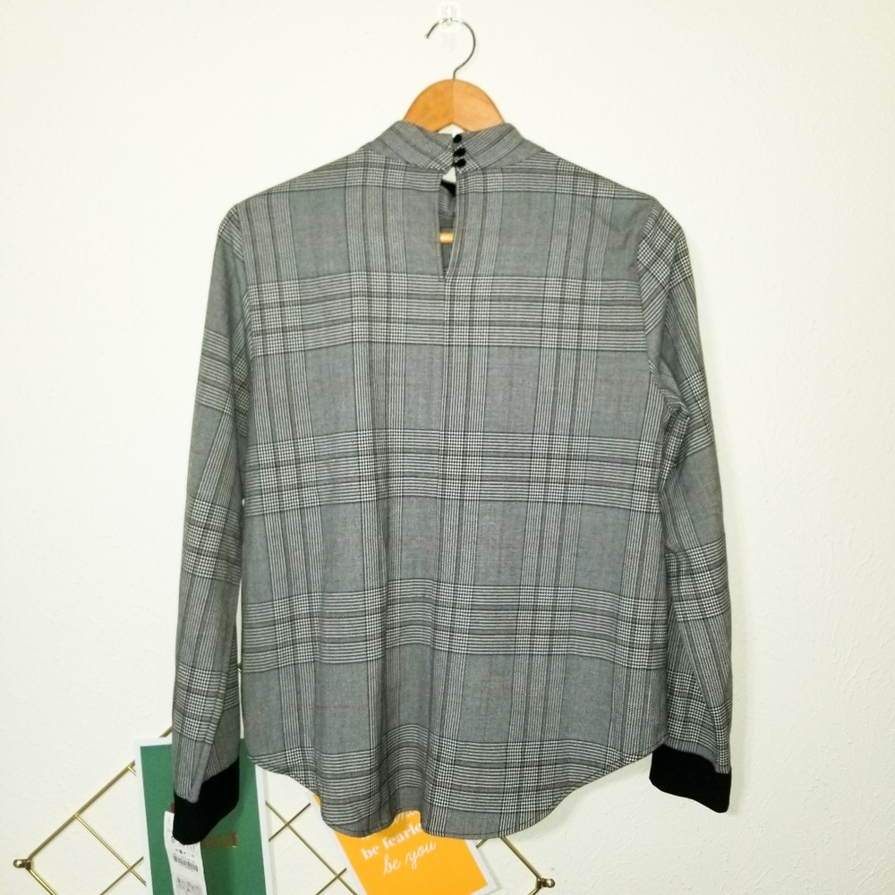 Zara Basic Checked Wrap Top Collection Size Small - image 5